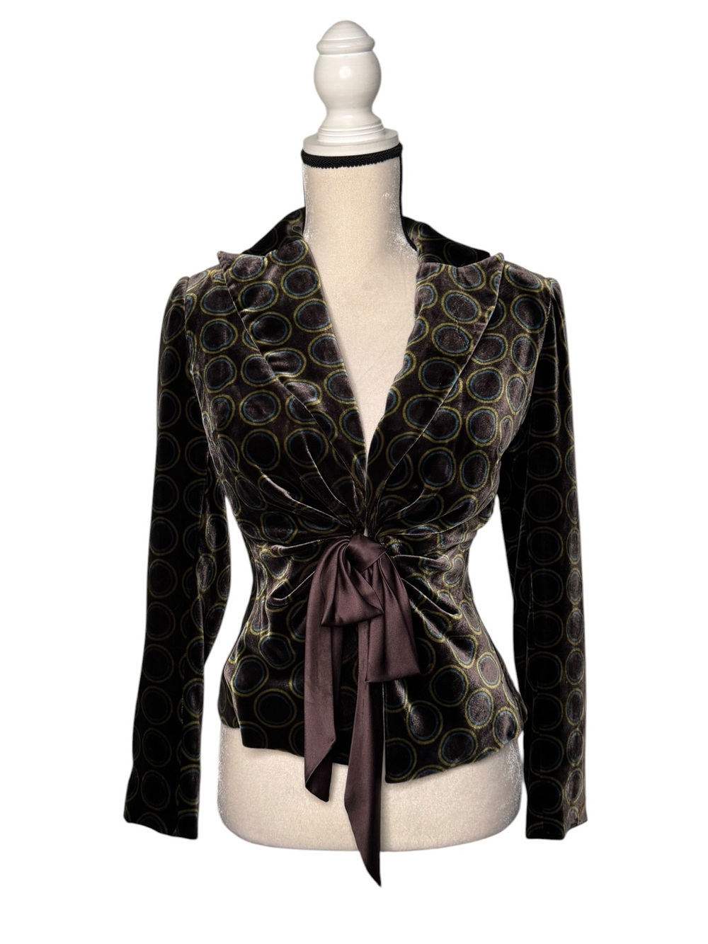 Kay Unger Charcoal Grau Green Deep Purple Velvet  Jacket Size 4
